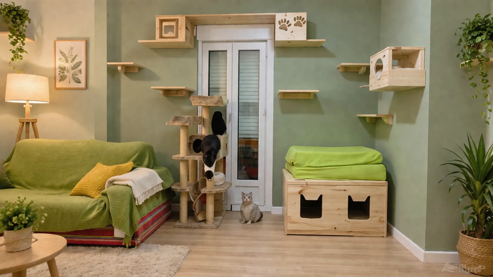 Gato senior en una escena doméstica tranquila como apoyo visual para saltos y accesos
